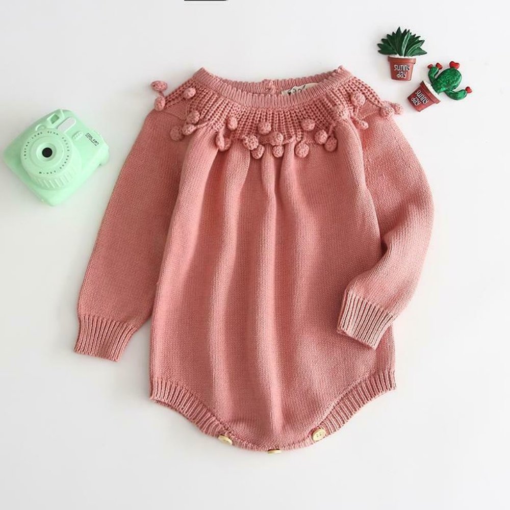 Knit Pom Pom Romper